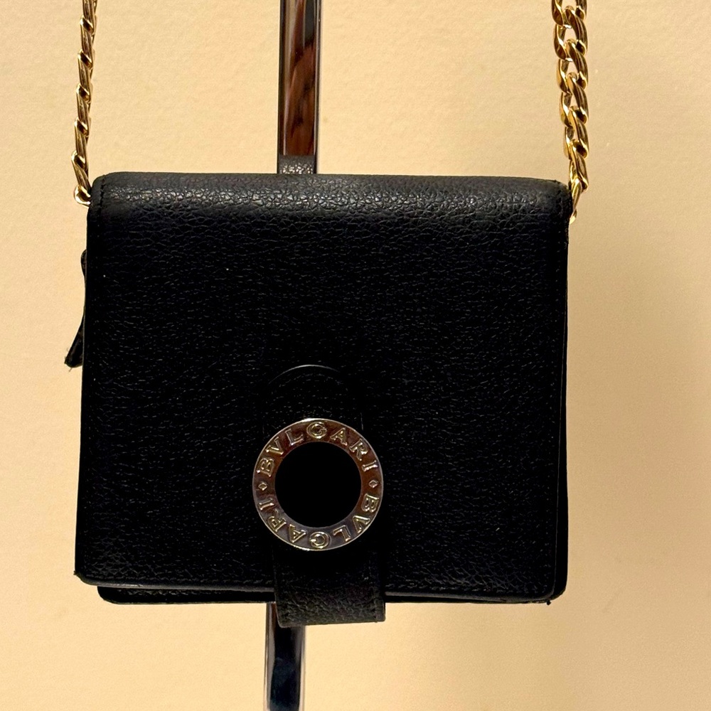 BVLGARI BIFOLD COMPACT WALLET BLACK LEATHER IN MINT CONDITION